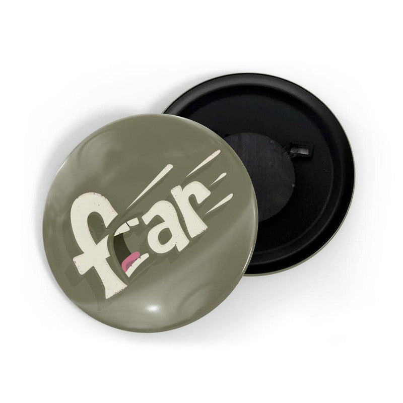 dhcrafts Round Fridge Magnet Grey color Emotions Fear Glossy Finish Design Pack of 1 (58 mm)